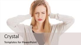  Presentation with beautiful sheet of cannabis marijuana - Audience pleasing PPT theme consisting of heads people - beautiful casual woman is covering backdrop and a  colored foreground