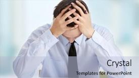  Presentation with depression - PPT layouts consisting of heads people - businessman in depression with hand background and a light blue colored foreground