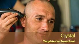  Presentation with bald - PPT layouts featuring heads people - hairdresser makes hairstyle bald man background and a  colored foreground