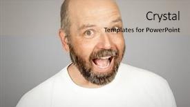  Presentation with gold man smile - PPT theme having heads people - handsome smiling man background and a coral colored foreground