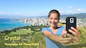  Presentation with honolulu hawaii waikiki beach - Audience pleasing slide set consisting of heads people - hawaii tourist taking selfie photo backdrop and a tawny brown colored foreground