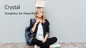  Presentation with young college student diagnosis of sti - Presentation featuring heads people - image of thinking young woman background and a light gray colored foreground