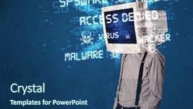  Presentation with hacker - Colorful PPT theme enhanced with heads people - monitor head person with hacker backdrop and a ocean colored foreground