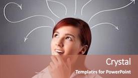  Presentation with pretty girl - Audience pleasing PPT theme consisting of heads people - pretty young girl thinking backdrop and a coral colored foreground