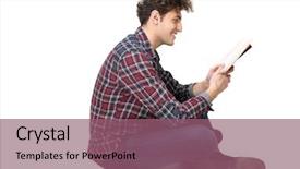  Presentation with healthy workplace full length side view - Beautiful slide set featuring heads people - side view portrait backdrop and a violet colored foreground