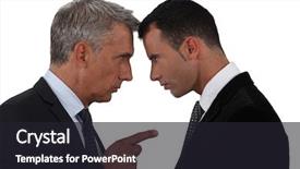  Presentation with deaf older - Colorful PPT layouts enhanced with heads people - younger and older businessmen head backdrop and a dark gray colored foreground