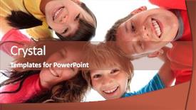  Presentation with two small brothers - Presentation theme consisting of heads together forming a circle background and a red colored foreground