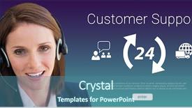  Presentation with microphone - Theme featuring headset against turquoise and purple background and a ocean colored foreground