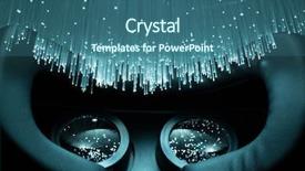  Presentation with fiber optics - Presentation featuring headset and fiber optics background background and a ocean colored foreground