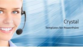  Presentation with call center - PPT theme enhanced with headset call center customer support background and a light blue colored foreground