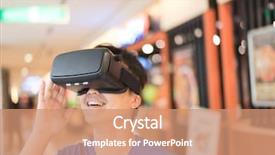  Presentation with experience - PPT theme consisting of headset glasses of virtual reality background and a coral colored foreground