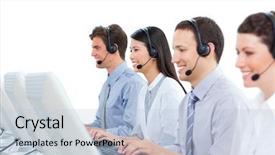  Presentation with international business - PPT theme having headset in a call background and a lemonade colored foreground