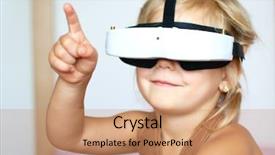  Presentation with innovation and technology - Slide deck having headset innovation technology and education background and a  colored foreground