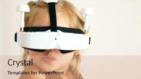  Presentation with virtual reality - Slide set featuring headset innovation technology and education background and a  colored foreground