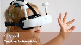  Presentation with virtual reality - Cool new slide set with headset innovation technology and education backdrop and a  colored foreground