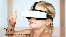  Presentation with education technology - Amazing presentation theme having headset innovation technology and education backdrop and a coral colored foreground