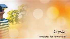  Presentation with virtual reality therapy - PPT theme having headset looking up with orange background and a  colored foreground