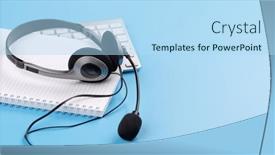  Presentation with keyboard - Slide set consisting of headset-on-a-computer-keyboard background and a  colored foreground