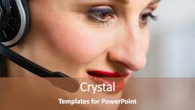  Presentation with secretary - Presentation theme featuring headset she has a customer background and a  colored foreground