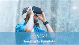  Presentation with augmented reality - Presentation theme having headset virtual reality and futurist background and a teal colored foreground