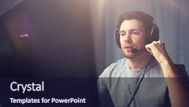  Presentation with entertainment - Slides consisting of headset with pc computer background and a wine colored foreground