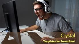  Presentation with angry people - Cool new presentation with headset with pc computer backdrop and a tawny brown colored foreground