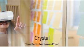  Presentation with sticky notes - Slides featuring headset with sticky notes transition background and a  colored foreground