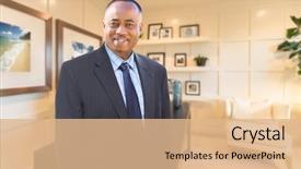  Presentation with home office - Amazing PPT theme having headshot - handsome african american businessman inside backdrop and a coral colored foreground