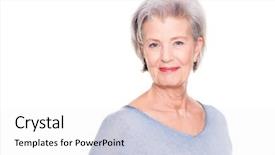  Presentation with white - Beautiful presentation featuring headshot - smiling senior woman in front backdrop and a white colored foreground
