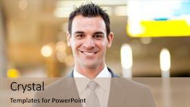  Presentation with portrait of a horse - Beautiful presentation featuring headshot - young handsome businessman portrait backdrop and a coral colored foreground