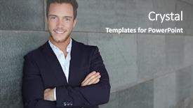 Presentation with young business man - Theme having headshot - young urban business man leaning background and a gray colored foreground