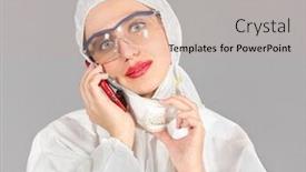  Presentation with white - Amazing slide deck having headshot-of-woman-in-white backdrop and a soft green colored foreground