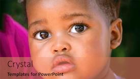  Presentation with outdoors - PPT theme having headshot-portrait-of-an-african background and a coral colored foreground