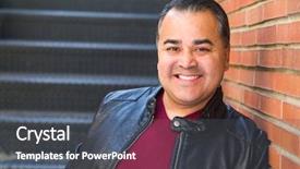  Presentation with charging gun man hands charging - PPT layouts consisting of headshot portrait of handsom hispanic background and a dark gray colored foreground