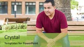  Presentation with charging gun man hands charging - Presentation design having headshot portrait of handsom hispanic background and a yellow colored foreground