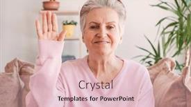  Presentation with video conference - Slides featuring headshot-portrait-of-smiling-mature background and a lemonade colored foreground