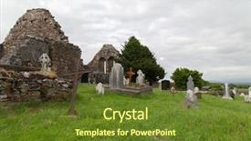  Presentation with ancient ruins - Beautiful presentation theme featuring headstones and ruins on celtic backdrop and a tawny brown colored foreground