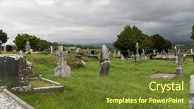  Presentation with ancient ruins - Beautiful presentation theme featuring headstones and ruins on celtic backdrop and a tawny brown colored foreground