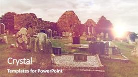  Presentation with ancient ruins - PPT theme with headstones and ruins on celtic background and a coral colored foreground