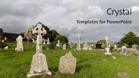  Presentation with ancient ruins - Audience pleasing PPT layouts consisting of headstones and ruins on celtic backdrop and a light gray colored foreground