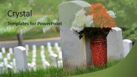  Presentation with united states - PPT theme with headstones in arlington national cemetery background and a seafoam green colored foreground