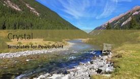  Presentation with waterfalls - Colorful theme enhanced with headwaters of waterfalls - the narrow fast river among green mountain meadows national park krimml waterfalls in austria backdrop and a gold colored foreground