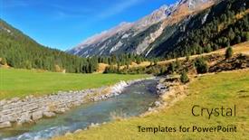  Presentation with waterfalls - Theme with waterfalls - the narrow fast river background and a gold colored foreground