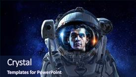  Presentation with space - Colorful slide deck enhanced with headwear - dreaming about space mixed media backdrop and a navy blue colored foreground