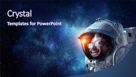  Presentation with space - Amazing PPT layouts having headwear - dreaming about space mixed media backdrop and a navy blue colored foreground