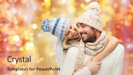  Presentation with christmas lights - Audience pleasing PPT theme consisting of headwear - winter fashion couple christmas backdrop and a  colored foreground