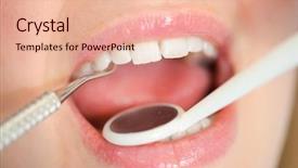  Presentation with heal - PPT theme featuring dental heal - dentist looking into a woman's background and a lemonade colored foreground