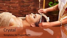  Presentation with ayurveda - Theme enhanced with heal india - woman having facial ayurveda spa background and a red colored foreground