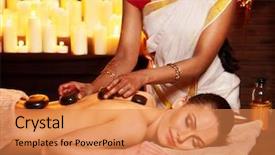  Presentation with ayurveda - Slide deck enhanced with heal india - young woman having ayurveda stone background and a coral colored foreground