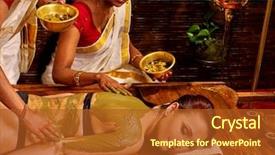  Presentation with ayurveda - Slide set consisting of heal india - young woman having body ayurveda background and a red colored foreground